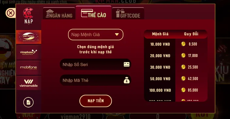 Nạp Tiền ManClub Với Đa Dạng Phương Thức Thanh Toán Giúp Bạn Khởi Nghiệp Siêu Tốc